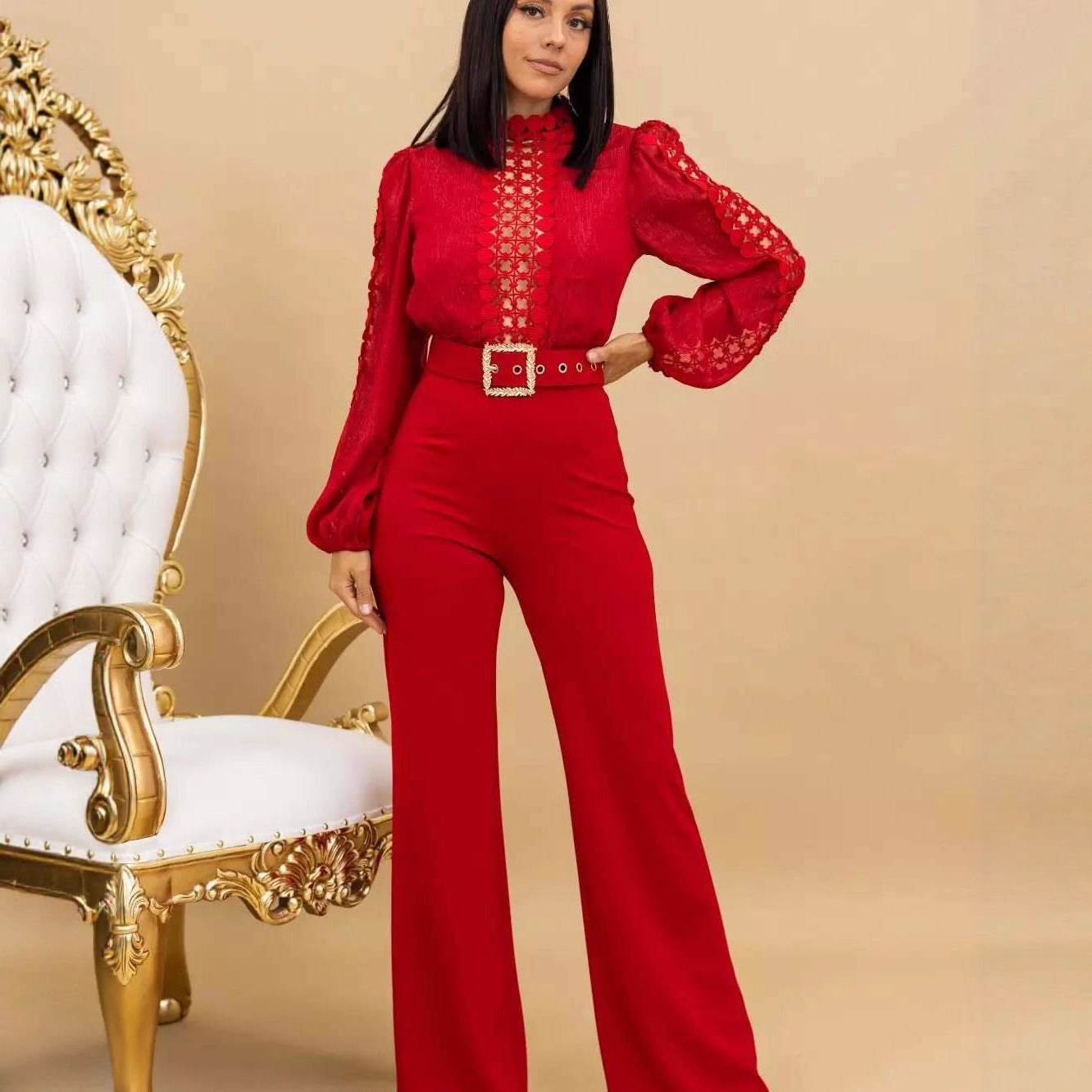 Elegant Long Sleeve Jumpsuit with Detailing