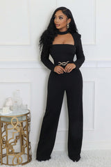 Cut-Out Jumpsuit with Belt