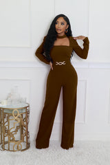 Cut-Out Jumpsuit with Belt