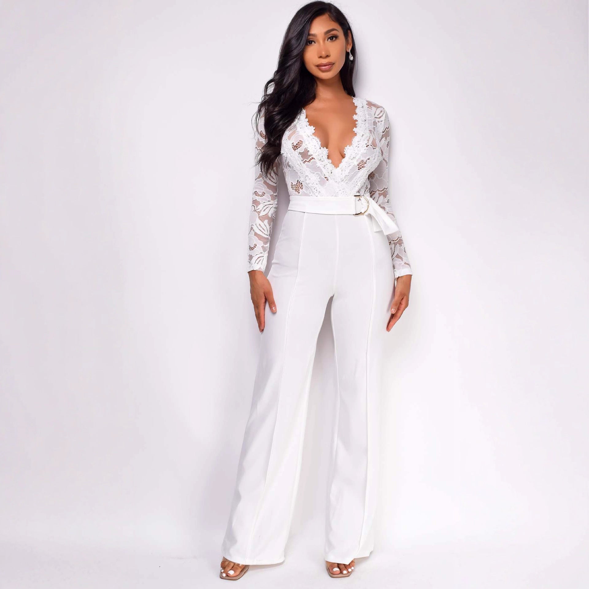 Jumpsuit with Wide-Leg Pants and Belt