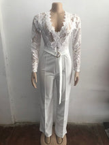 Jumpsuit with Wide-Leg Pants and Belt