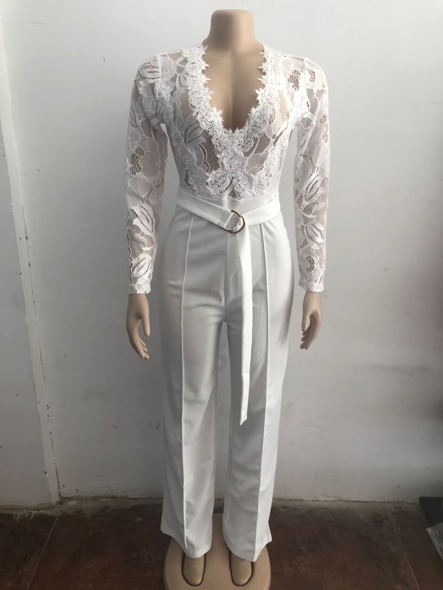 Jumpsuit with Wide-Leg Pants and Belt