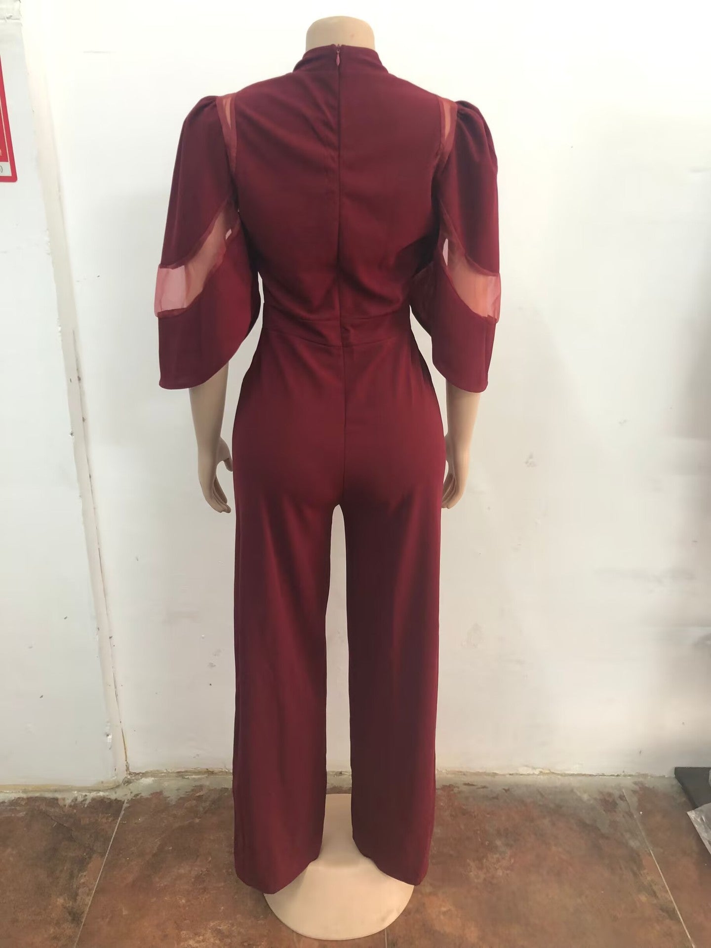 Jumpsuit with Sheer Accents and Wide-Leg