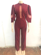 Jumpsuit with Sheer Accents and Wide-Leg