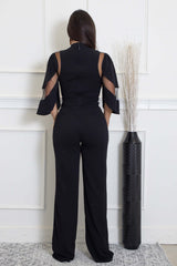 Jumpsuit with Sheer Accents and Wide-Leg