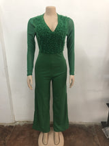 Ruffled Detail Jumpsuit with Wide-Leg