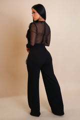 Ruffled Detail Jumpsuit with Wide-Leg