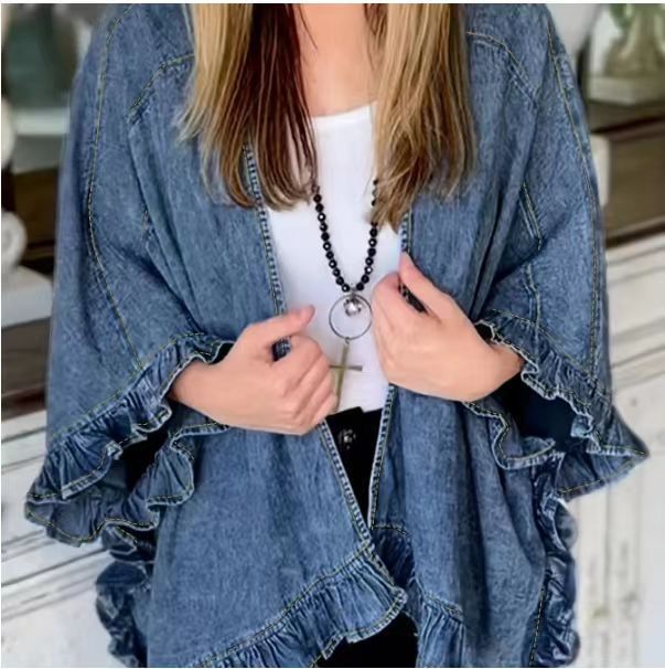Chic Ruffled Denim Jacket
