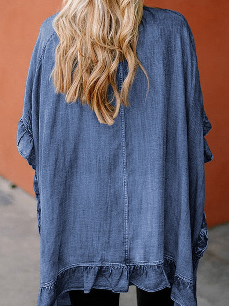 Chic Ruffled Denim Jacket