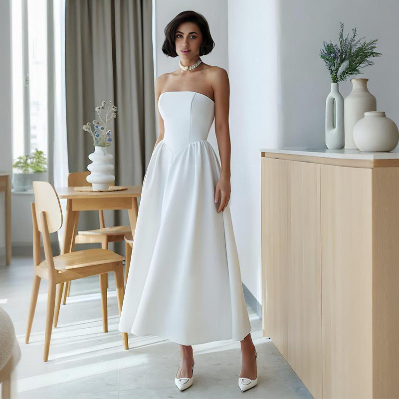 White Strapless Maxi Dress