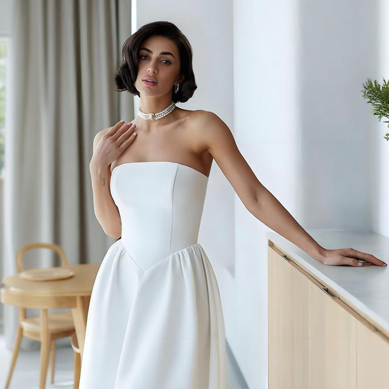 White Strapless Maxi Dress