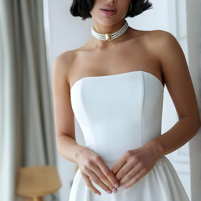 White Strapless Maxi Dress