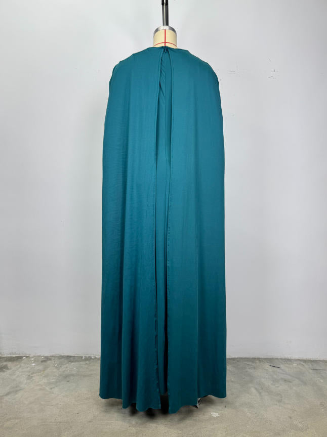 Green Draped Evening Gown