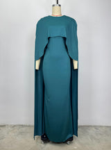 Green Draped Evening Gown