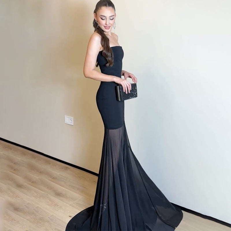 Maxi Dress with Sheer Pleated Skirt