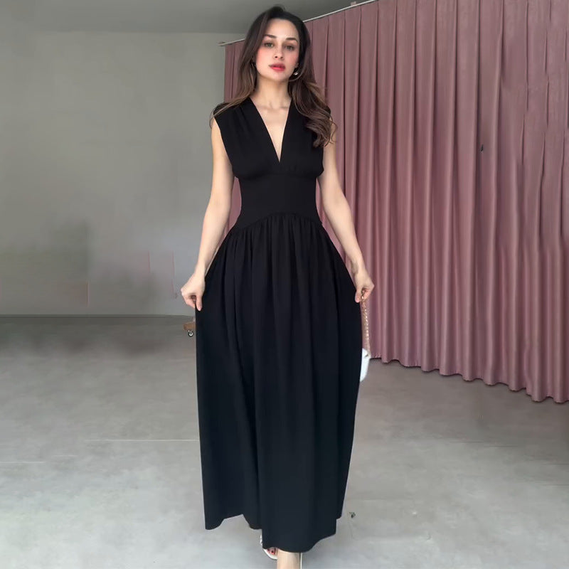 Sleeveless Maxi Dress with V-Neck