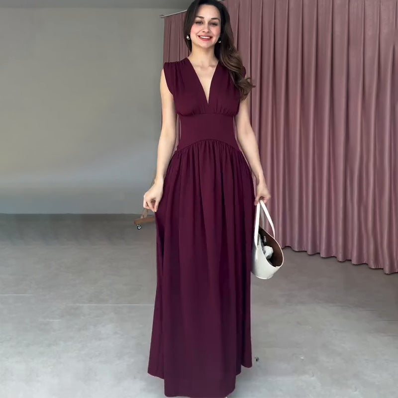 Sleeveless Maxi Dress with V-Neck