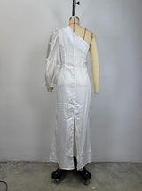 One-Shoulder Evening Gown with Puff Sleeve