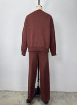 Tie-Front Lounge Set with Wide-Leg Pants