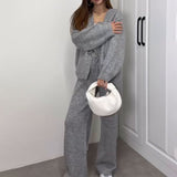 Tie-Front Lounge Set with Wide-Leg Pants