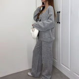 Tie-Front Lounge Set with Wide-Leg Pants