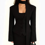 Blazer with Unique Choker Collar Detail