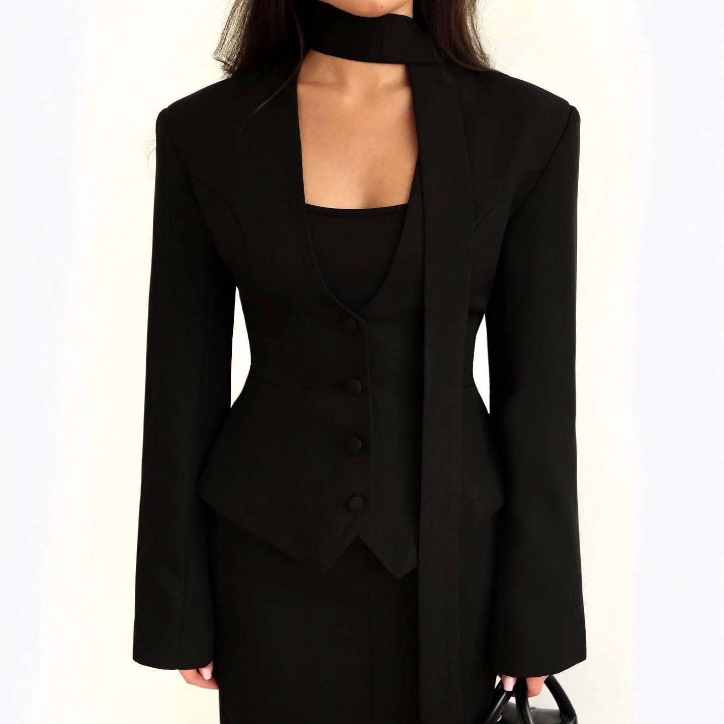 Blazer with Unique Choker Collar Detail