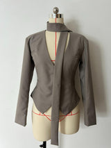 Blazer with Unique Choker Collar Detail