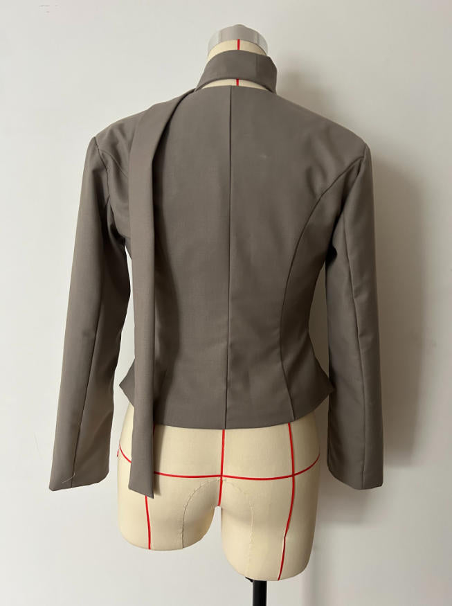 Blazer with Unique Choker Collar Detail