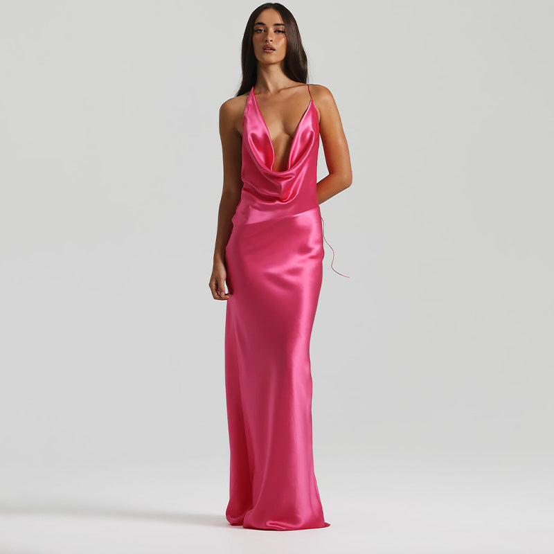 Elegant Cowl Neck Maxi Dress