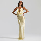 Elegant Cowl Neck Maxi Dress