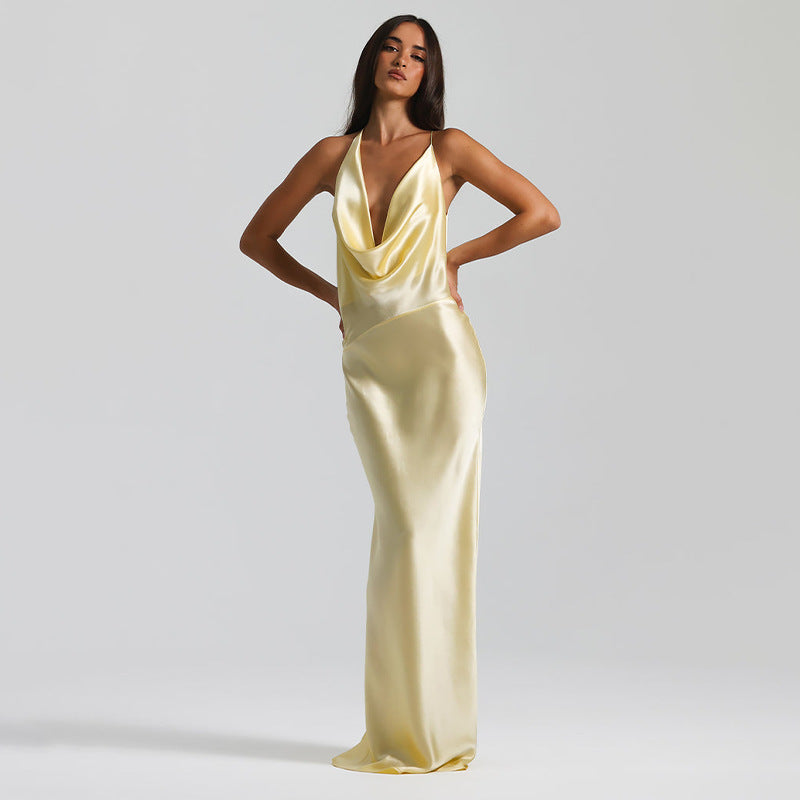 Elegant Cowl Neck Maxi Dress