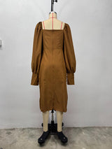 Long-Sleeve Dress with Button Details