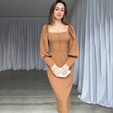 Long-Sleeve Dress with Button Details