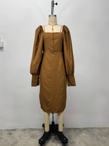 Long-Sleeve Dress with Button Details