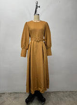 Maxi Dress with Puff Sleeves and Belt