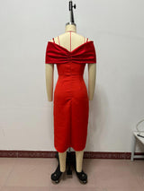 Cold-Shoulder Dress with Front Slit