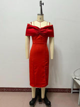 Cold-Shoulder Dress with Front Slit