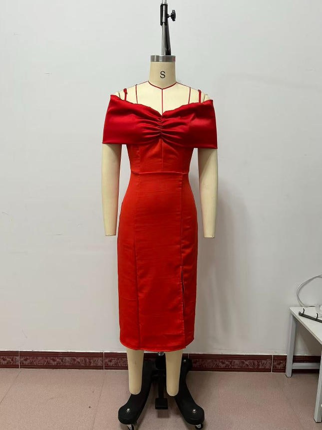 Cold-Shoulder Dress with Front Slit