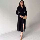Button-Front Maxi Dress with Puff Sleeves