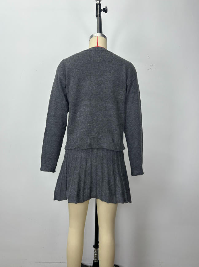 Cozy Top & and Pleated Skirt Set