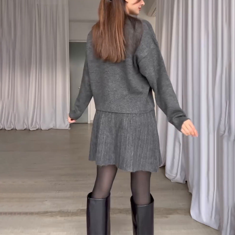 Cozy Top & and Pleated Skirt Set