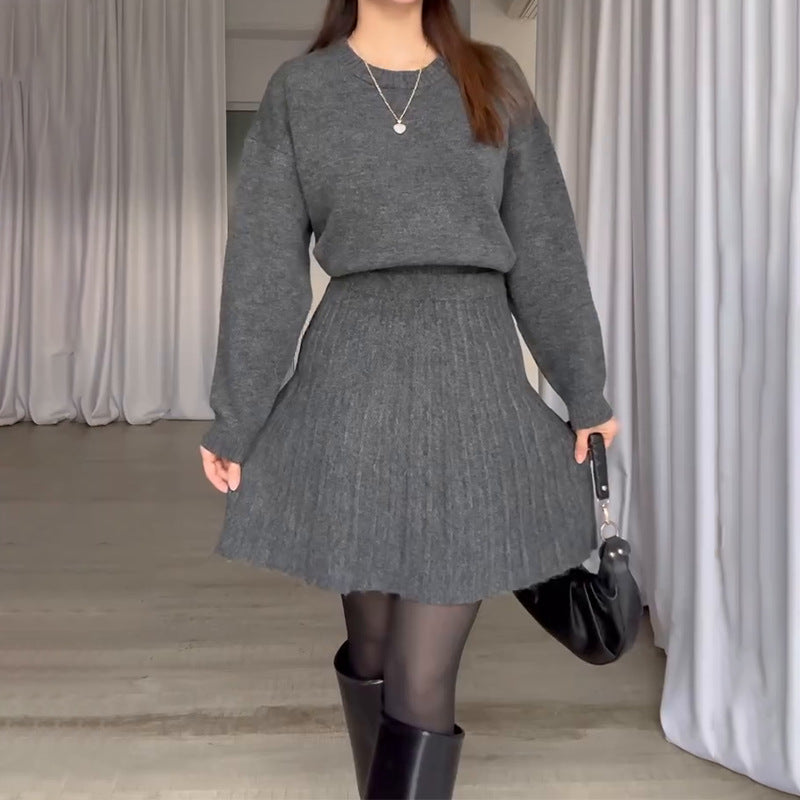 Cozy Top & and Pleated Skirt Set