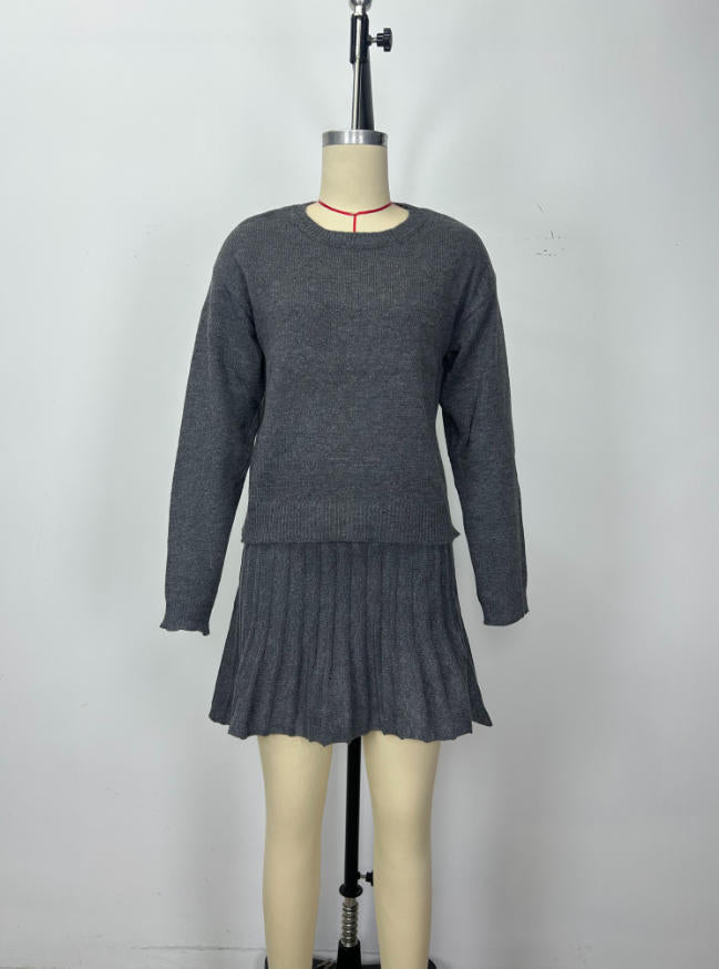 Cozy Top & and Pleated Skirt Set