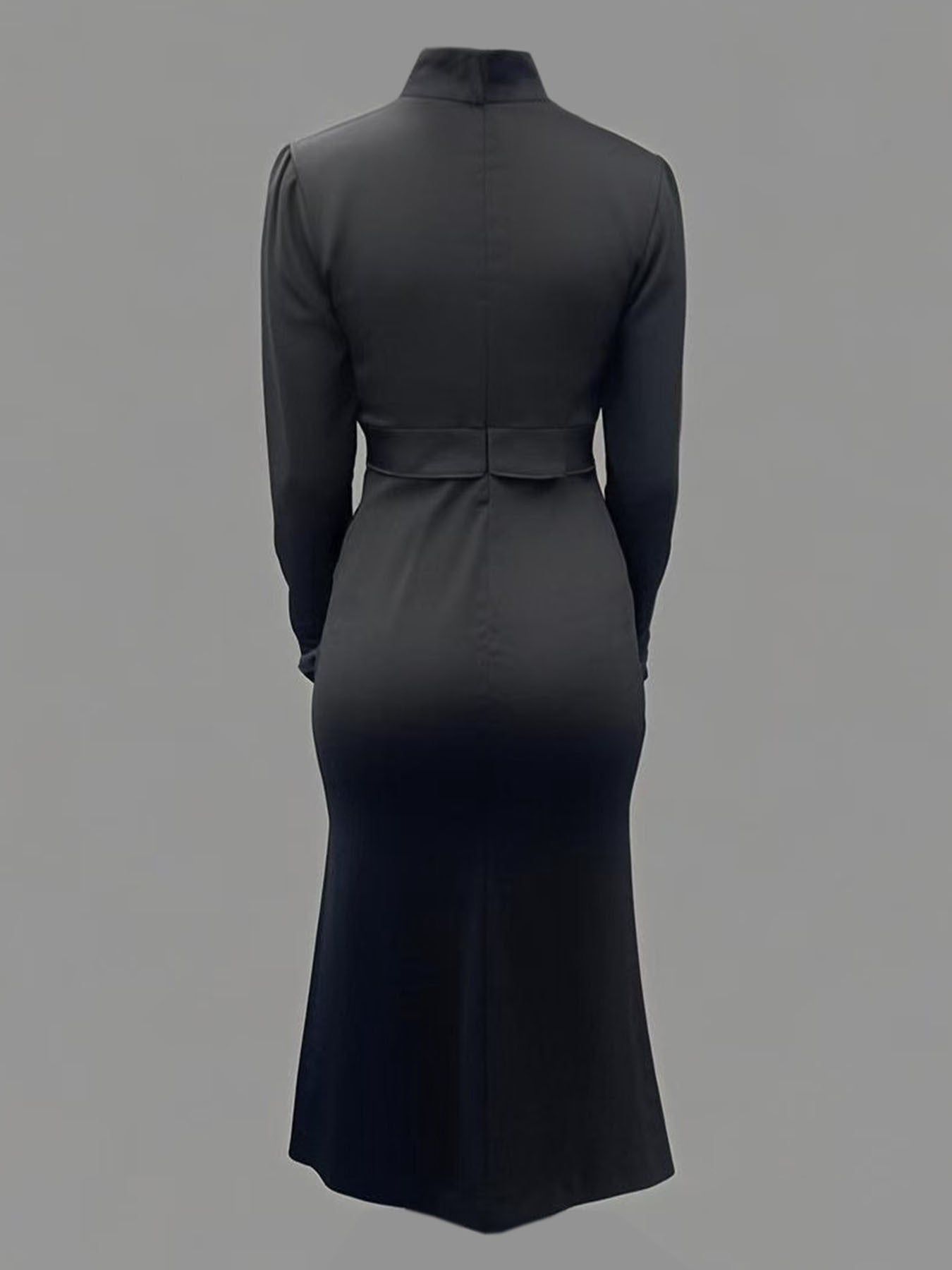 Dress with Embellished Buttons & Bow Collar