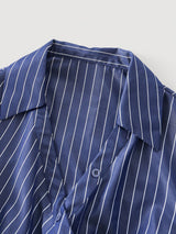 Pinstripe Wrap Shirt Dress