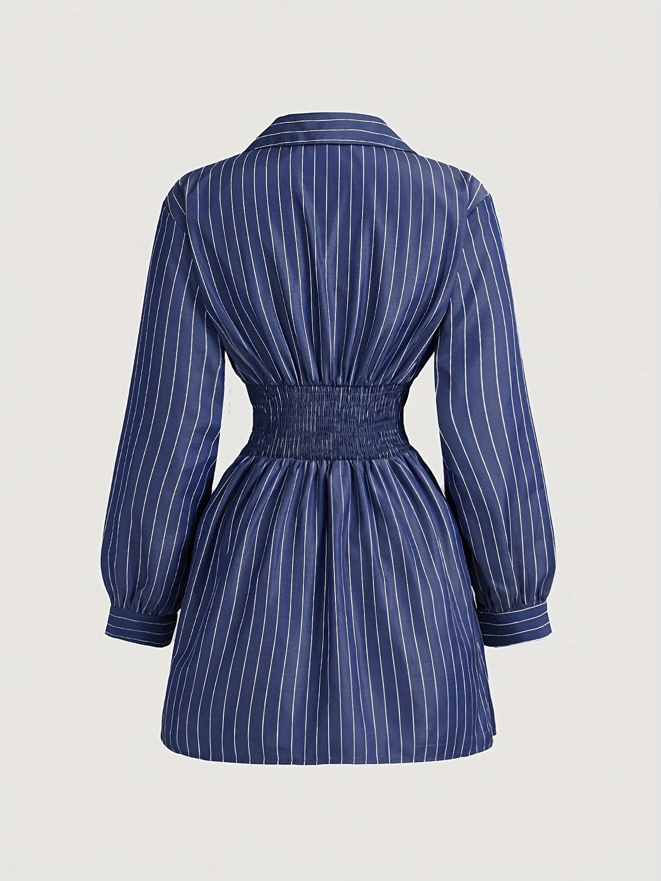 Pinstripe Wrap Shirt Dress