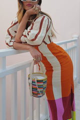 Printed Puff Sleeve Maxi Dress