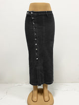 Button-Front Maxi Skirt with Slit