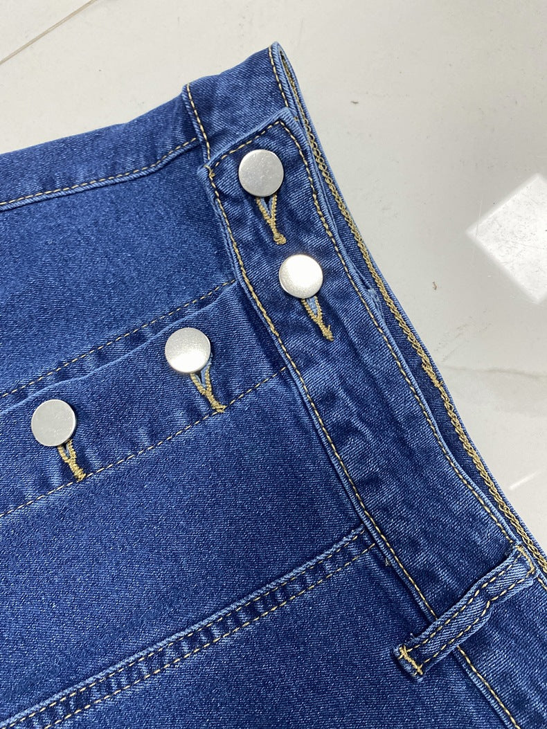 Button-Front Maxi Skirt with Slit